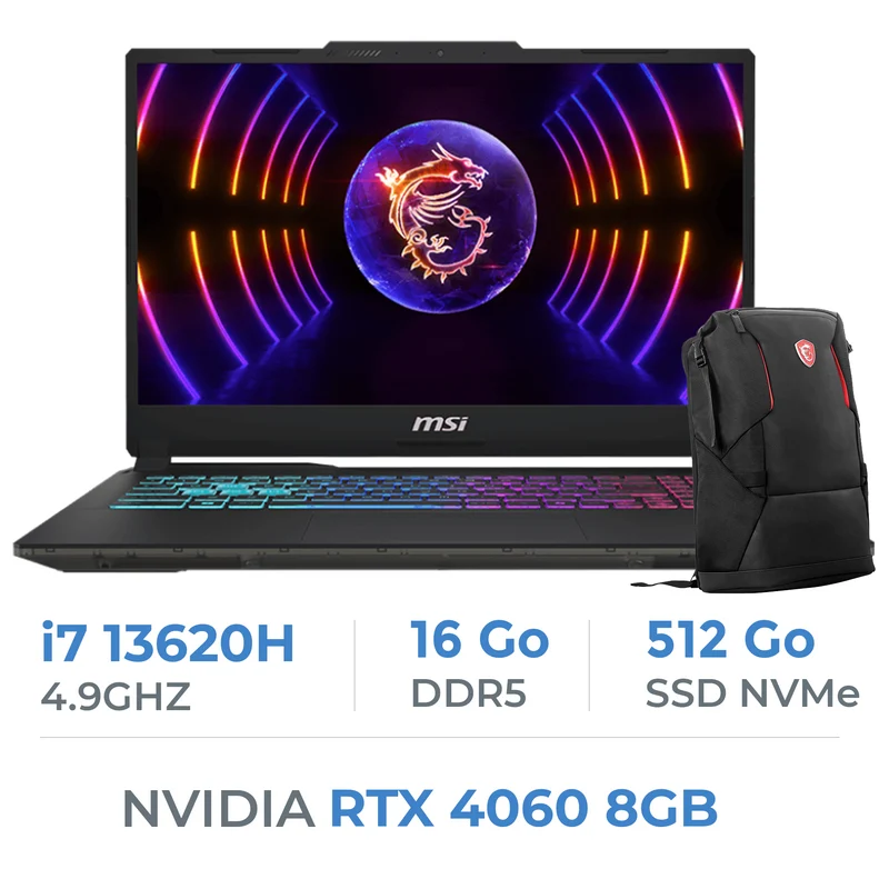 MSI CYBORG 15 A13VF-1474MA i7 13620H/16GB DDR5/512GB/RTX4060 8GB/15.6" 144Hz W11