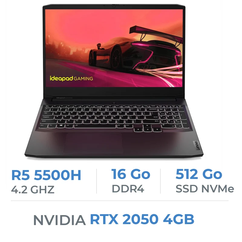 Lenovo Ideapad Gaming 3 AMD Ryzen 5 5500H/16GB DDR4/512GB SSD/RTX 2050/15.6″ FHD 165Hz