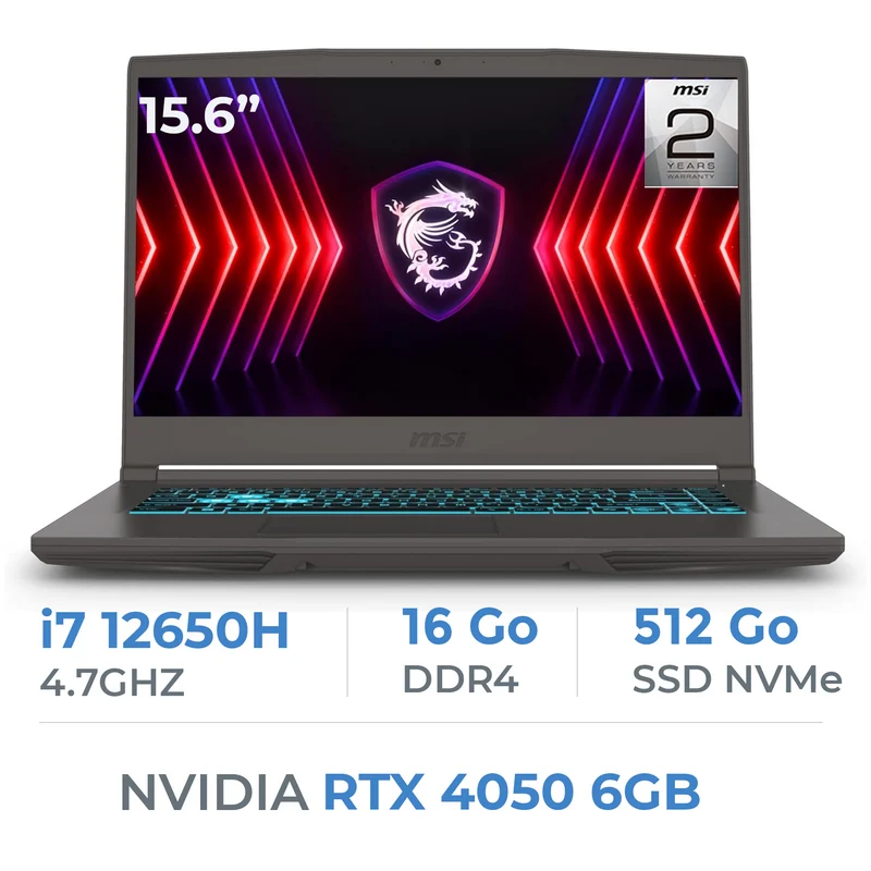 MSI Thin B12VE i7-12650H/16GB DDR4/512GB SSD/RTX4050 6GB/15.6'' 144Hz