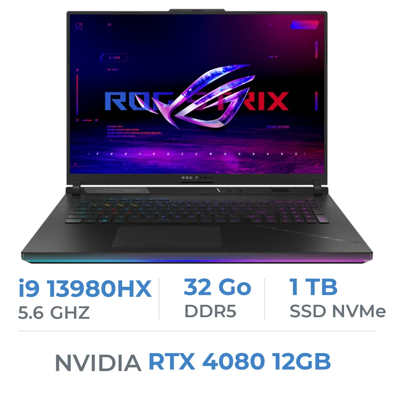ASUS ROG STRIX SCAR 18 2023 G834J i9 13980HX/32GO DDR5/1TB SSD/RTX 4080/18" WQXGA