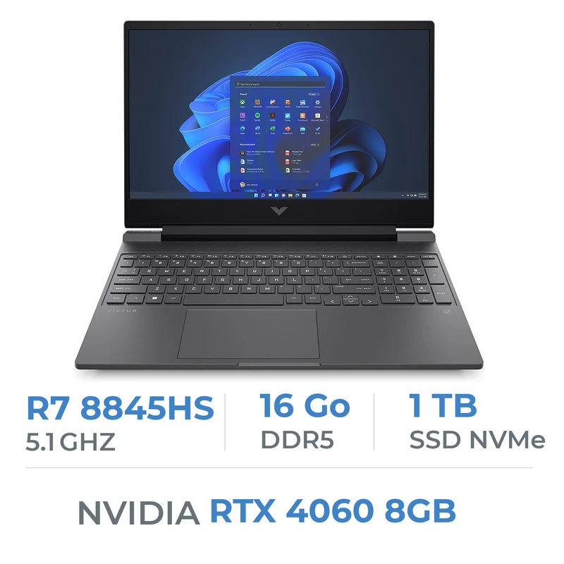 HP Victus 15-fb2000nr AMD R7 8845HS/16GB DDR5/1TB SSD/RTX4060 8GB/15.6'' IPS