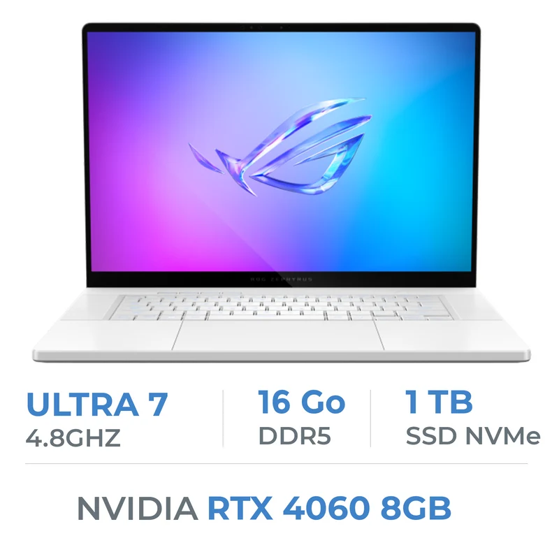 Asus ROG Zephyrus G16-GU605MV-Q28W intel Ultra 7 /16GB/1TB SSD/RTX 4060/16" OLED (SANS EMBALLAGE)
