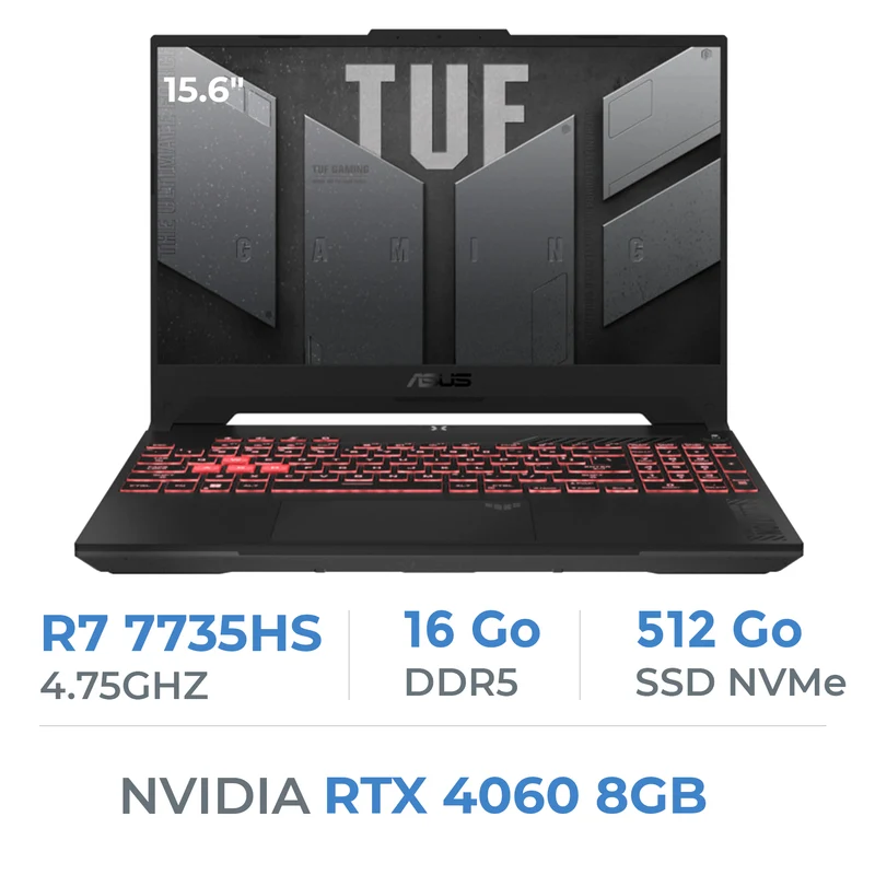ASUS TUF GAMING A15 TUF507NV-LP018 AMD Ryzen R7 7735HS/16GB/512GB SSD/RTX4060 8GB/15.6'' 144Hz
