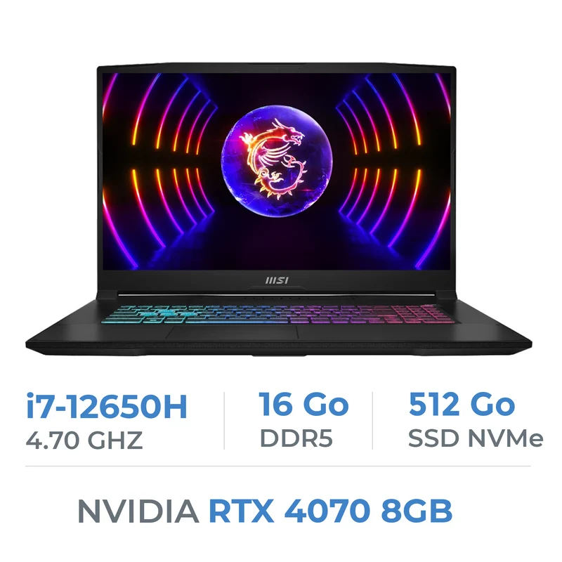 MSI Katana 17 B12VGK-408 i7-12650H/16 Go/512 Go SSD/RTX4070/17,3" 144 Hz
