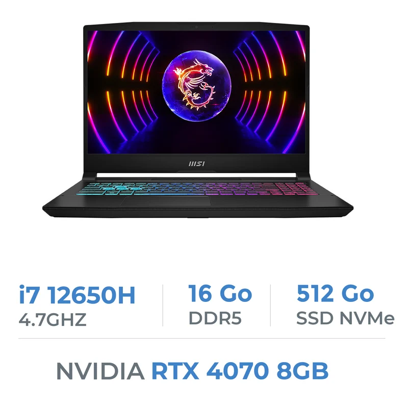 MSI Katana 15 B12VGK i7 12650H/16 Go DDR5/512GB SSD/RTX4070/15,6" 144Hz FHD IPS