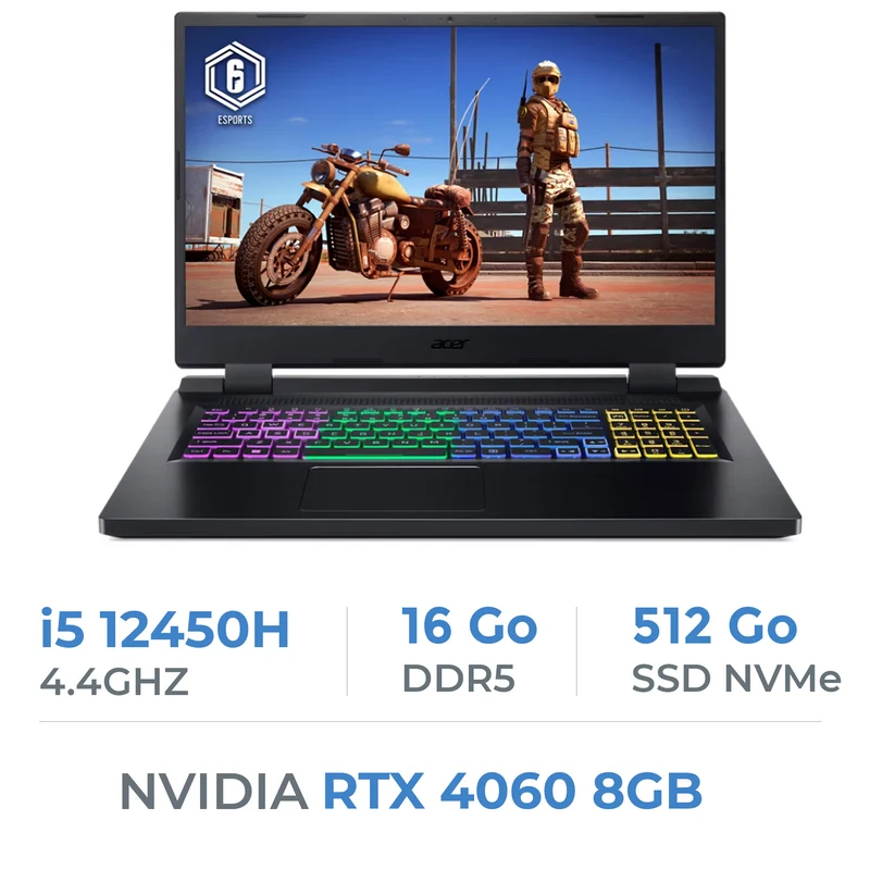 Acer Nitro 5 AN517-55-54EK i5 12450H/16GB/512GB SSD/RTX4060 8GB/17.3'' 144Hz IPS