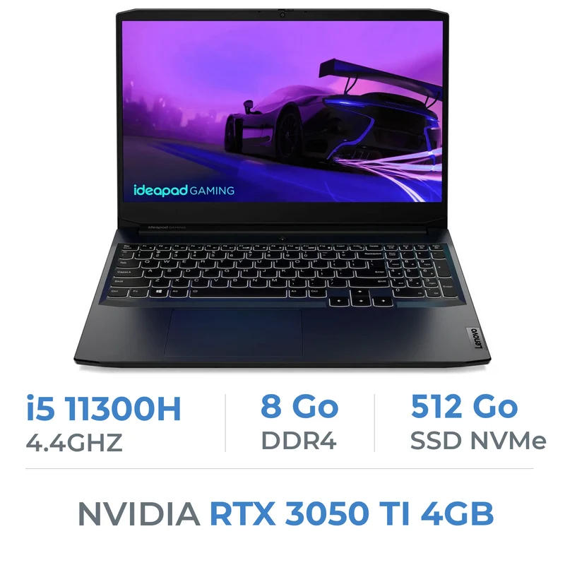 Lenovo IdeaPad Gaming 3 15IHU6 Intel Core i5-11300H/8Go/512GB SSD/RTX 3050Ti/15.6"