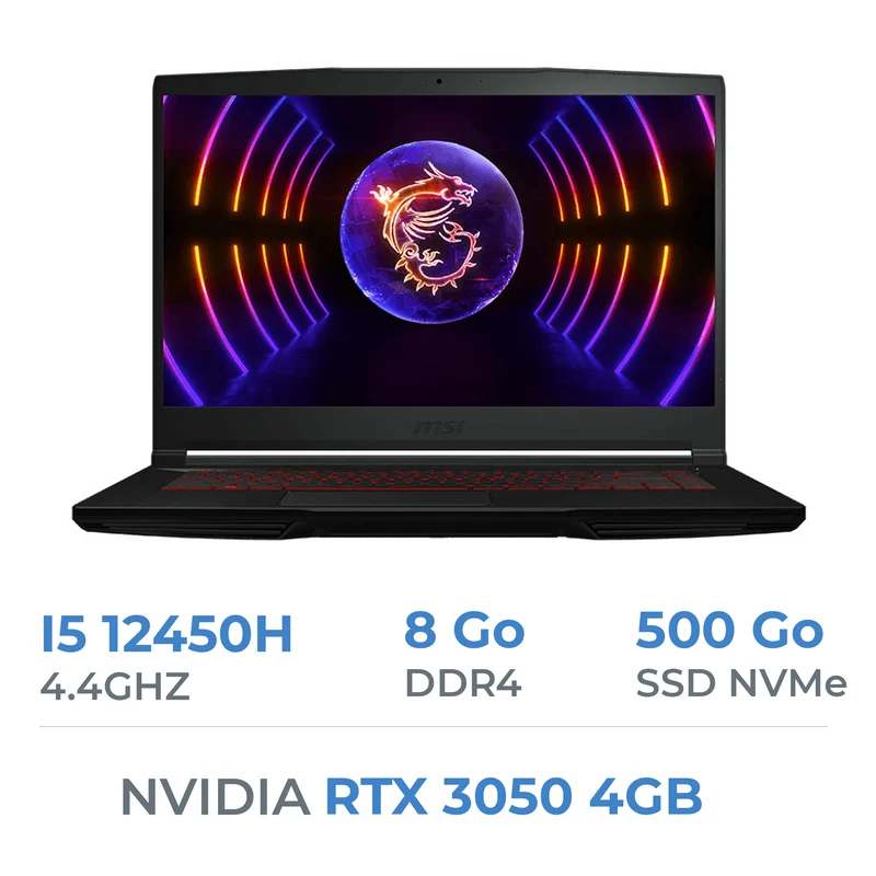 MSI GF63 12UC THIN i5-12450H/8GB/512GB SSD/RTX3050 4GB/15.6'' 144Hz