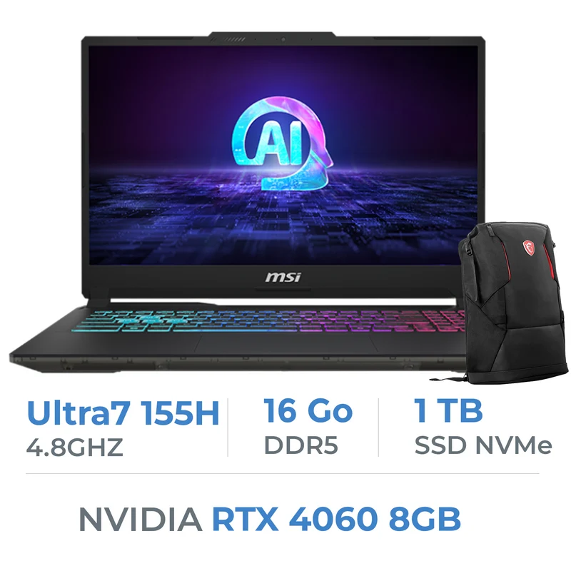 MSI CYBORG 15 AI-A1VFK ULTRA 7-155H /16GB DDR5/1TB SSD/RTX4060 8GB/15.6'' 144Hz