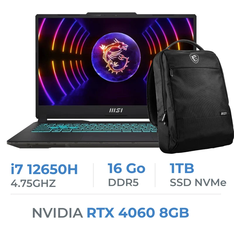 MSI CYBORG 15 A12VF i7-12650H/16GB DDR5/1TB SSD/RTX4060 8GB/15.6'' 144Hz