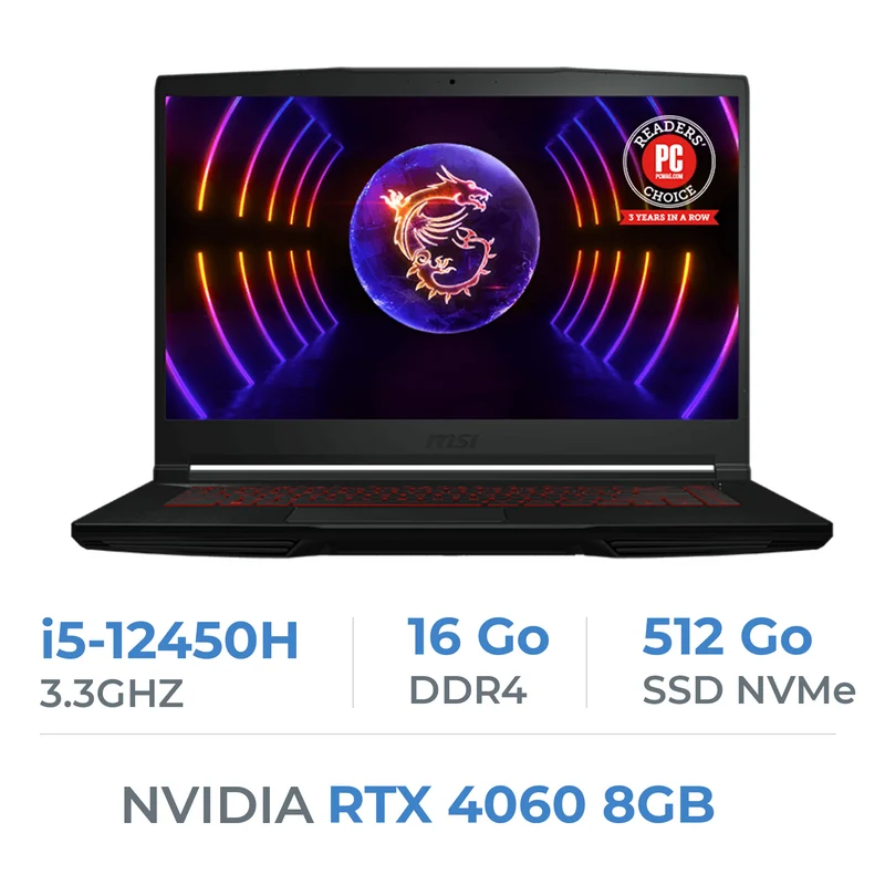 MSI THIN GF63 12VF i5-12450H/16GB/512GB SSD/RTX4060 8GB/15.6'' 144Hz IPS