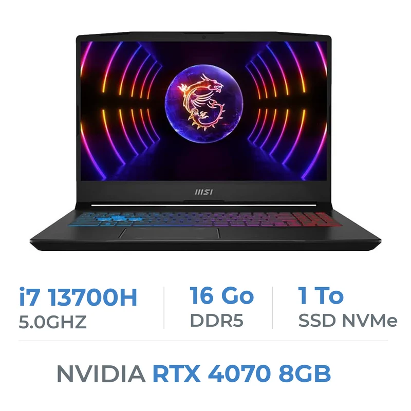 MSI Pulse 15 B13VGK-1653FR i7-13700H/16Go DDR5/1TB SSD/RTX4070 8GB/15,6" QHD 165 Hz