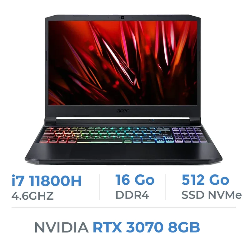 Acer Nitro 5 AN515-57-77G3 i7-11800H/16GB/512GB SSD/RTX3070 8GB/16'' 144Hz IPS