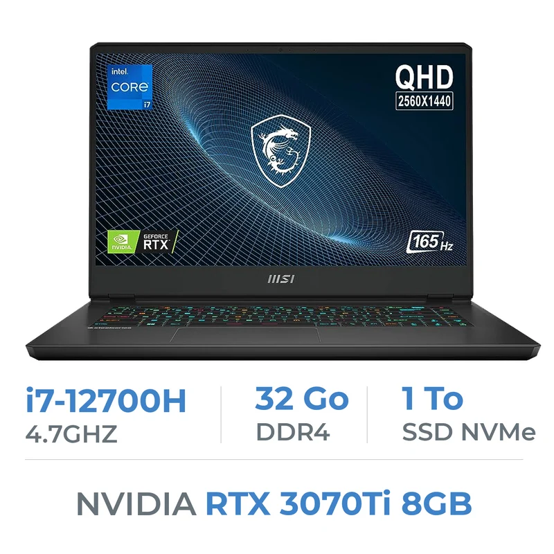 MSI Vector GP66 12UGS i7-12700H/32GB/1TB SSD/RTX3070 Ti 8GB/15.6'' 165Hz W11