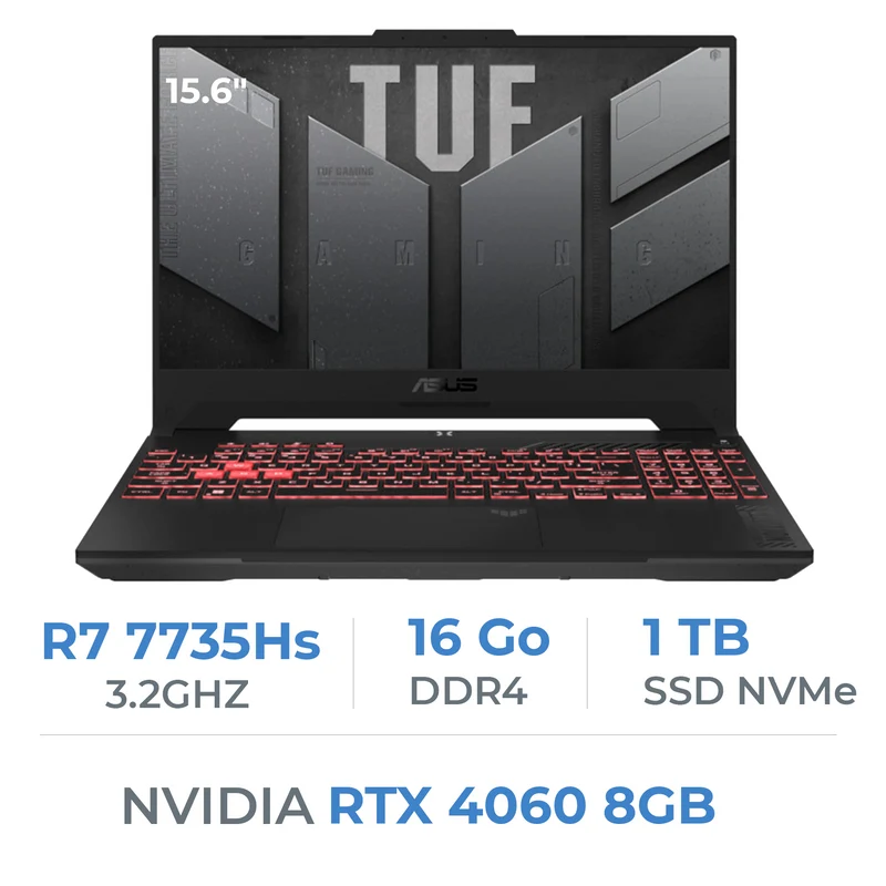 ASUS TUF GAMING A15 TUF507NV AMD Ryzen R7 7735HS/16GB/1TB SSD/RTX4060 8GB/15.6'' 144Hz