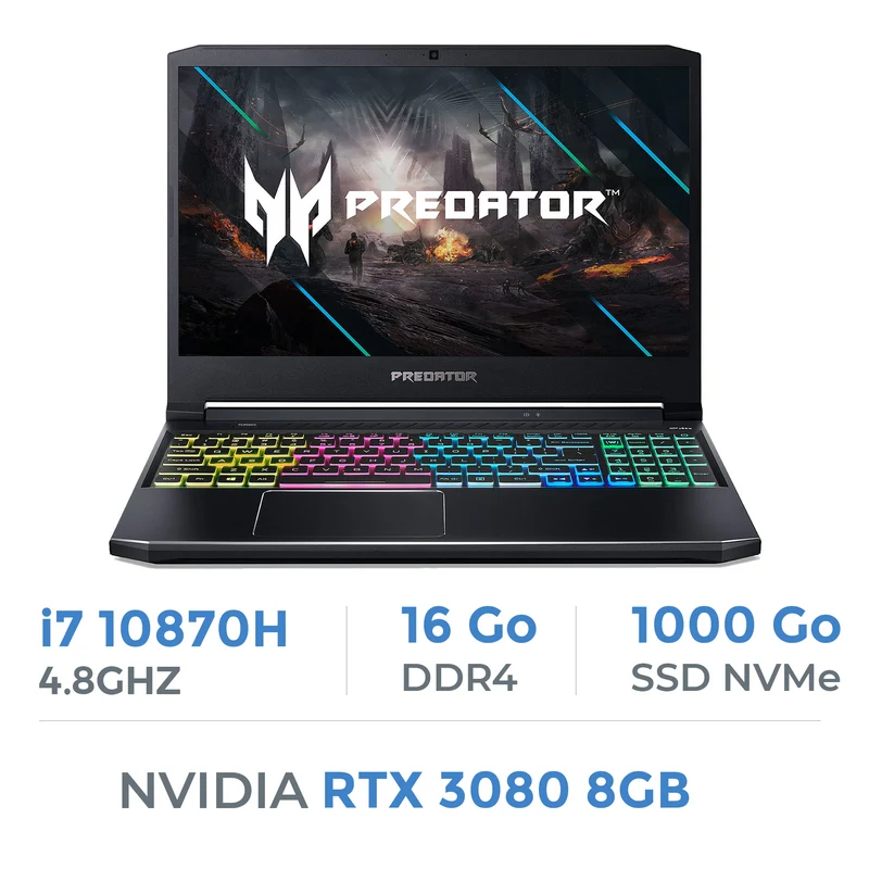 Acer Predator Helios 300 PH315-53-77C0 i7 10870H/16GB/1TB SSD/RTX3080 8GB/15.6'' 144Hz IPS