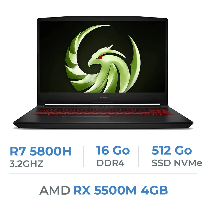 MSI Bravo 15 B5DD-299XMA Ryzen R7-5800H/16GB/512GB SSD/RX 5500M 4GB/15.6'' BTS